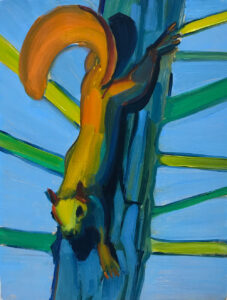Squirrel (blue), Oil on Panel, 15 x 20 cm, 2021.